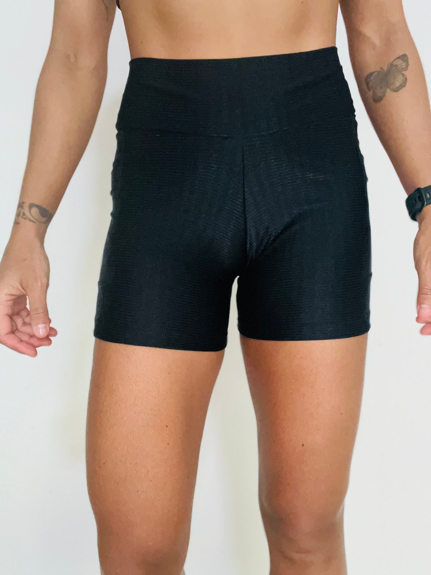 Textured Bike Shorts - Black