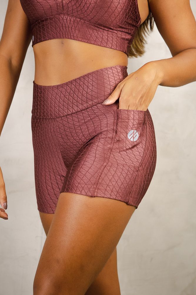 Geometric Bike Shorts - Maroon