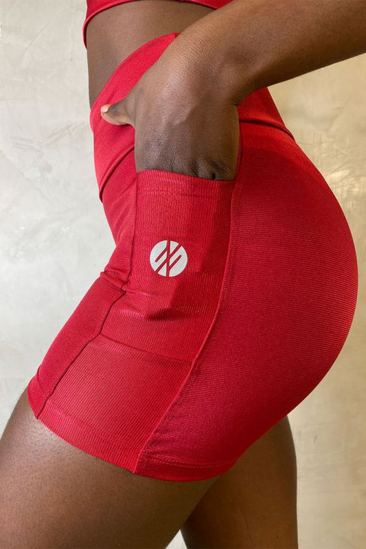 Bike Shorts with Pockets - Red