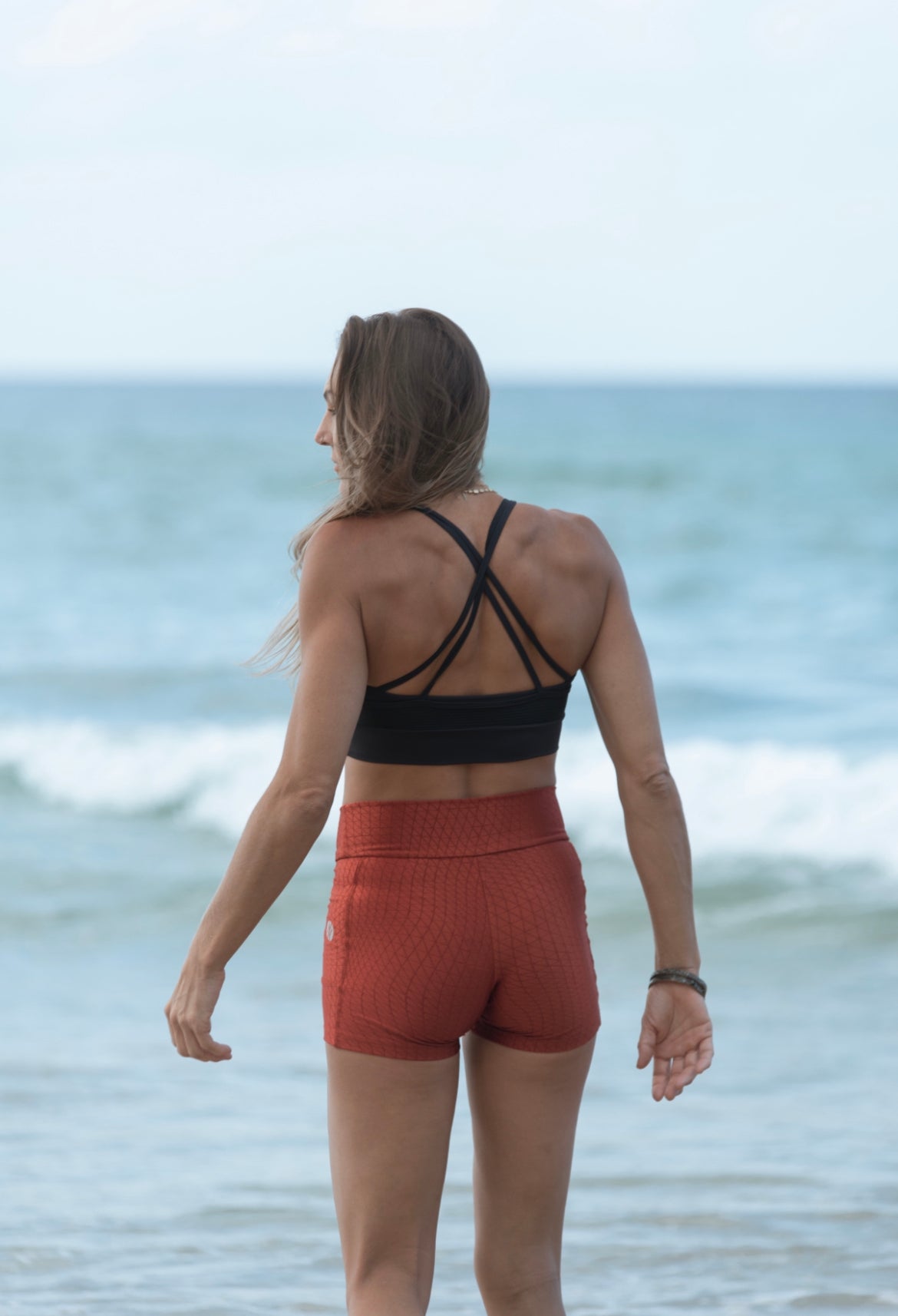 Geometric Bike Shorts - Orange