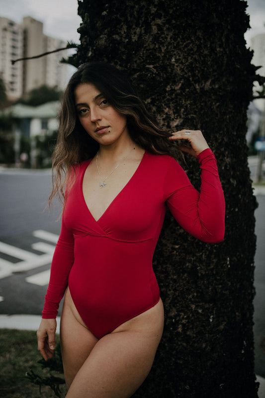 Long Sleeve One Piece - Red