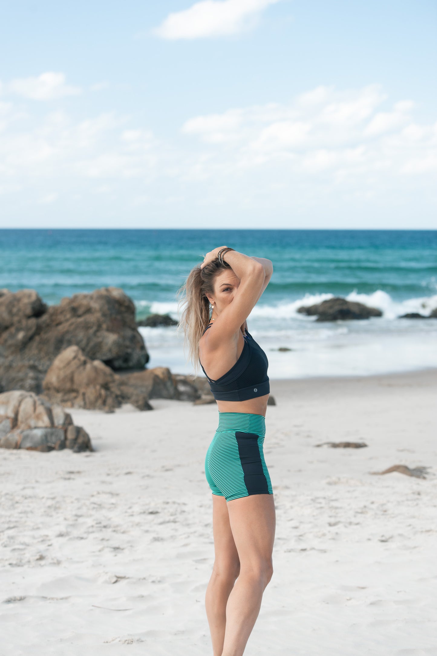Bike Shorts with pockets - Black and Green