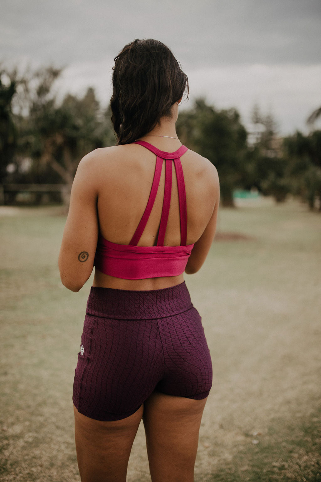 Geometric Bike Shorts with pockets - Açai