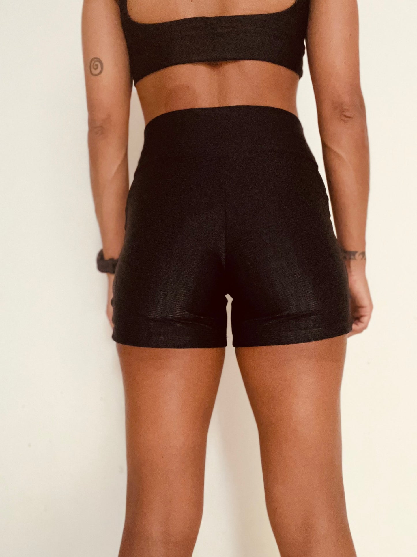 Textured Bike Shorts - Black