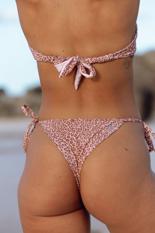 Side Tie Bikini Bottom - Pink Jaguar